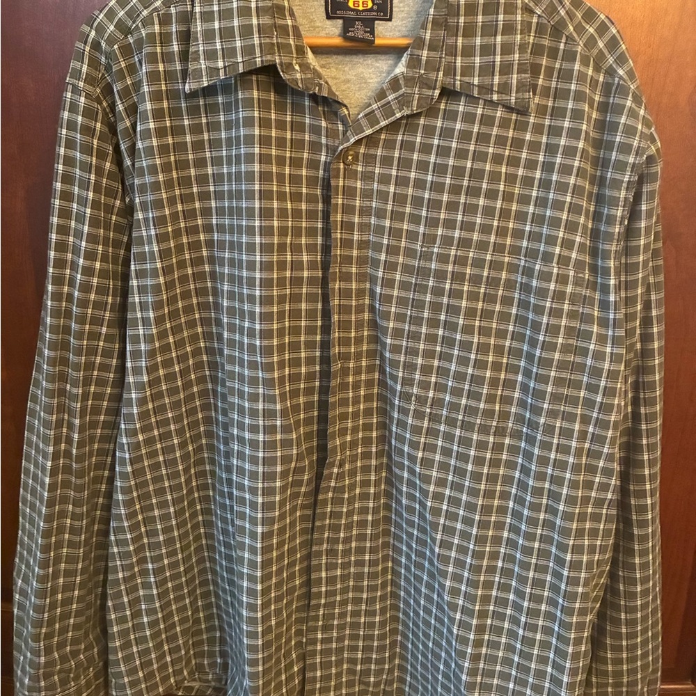 Route 66 Green and Black lined Shirt